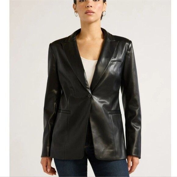 Sofia Jeans Black Faux Leather Blazer - Picture 3 of 13